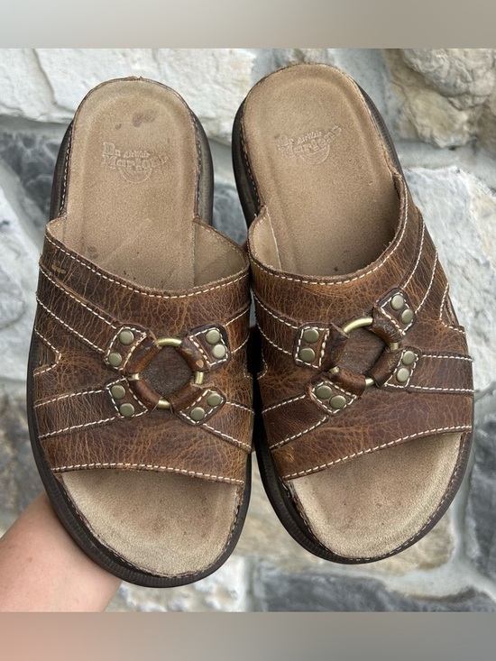 Y2K Doc Martens Sandals Sz 8 Chunky Platform Fisherman Boho Indie Alt Brass Ring - Picture 2 of 7